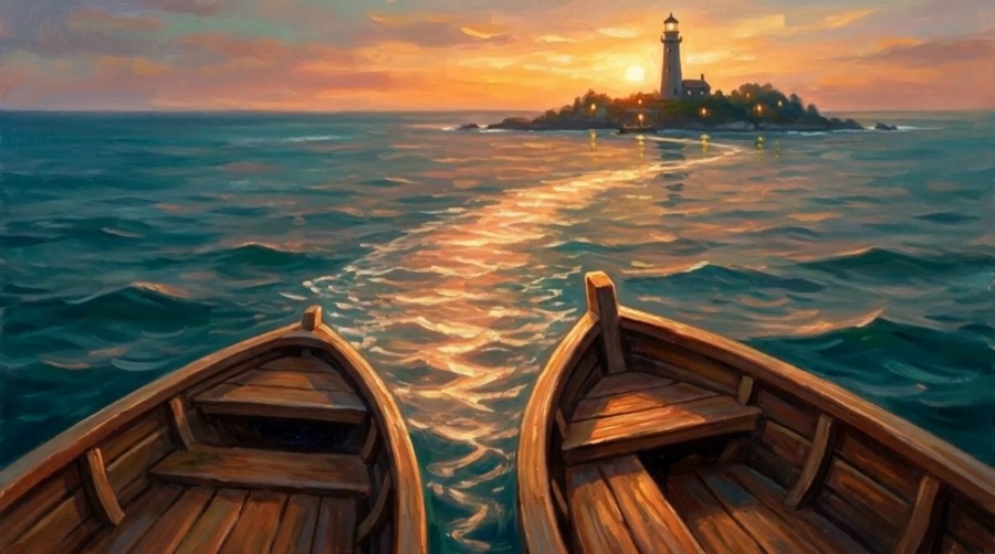 The wake behind a ship at sea